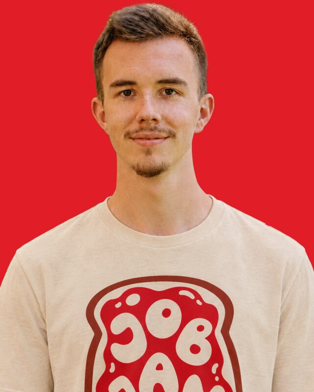 Simon in a Job Jam T-shirt
